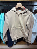 Hoodie zippé beige sable à capuche check iconique