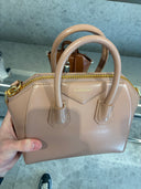 Sac à main structuré en cuir lisse rose blush