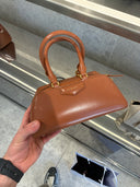 Sac à main mini en cuir marron caramel