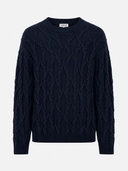 Pull torsadé en maille bleu marine