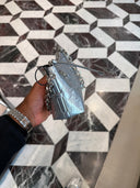 Mini sac GG métallisé argent à chaîne