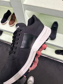 Sneakers techniques en nylon noir et blanc à semelle oversize