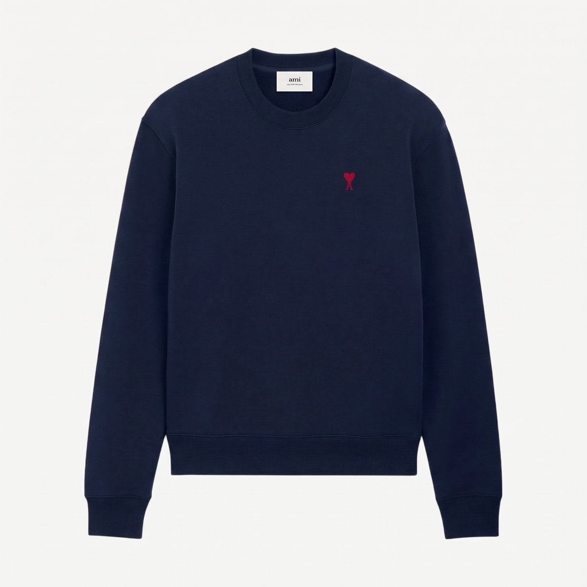 Sweatshirt Bleu Marine Ami de Coeur Rouge en Coton – face