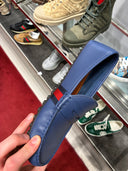 Mocassins en cuir bleu avec bande Web
