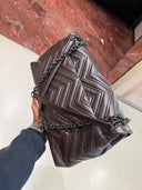 Sac porté épaule matelassé GG Marmont en cuir chocolat