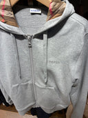Hoodie zippé gris chiné à capuche check iconique
