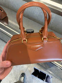 Sac à main mini en cuir marron caramel