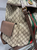 Sac à dos toile GG Supreme bande Web vert et rouge