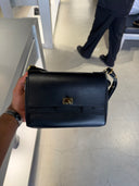 Sac en cuir lisse noir avec fermoir tournant - Bel Air Flap Bag Xs