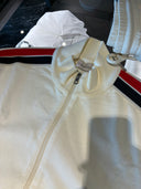 Veste de survêtement écrue à bandes tricolores rouge et bleu marine