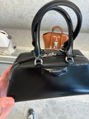 Mini sac bowling en cuir lisse noir