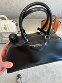 Sac bowling compact en cuir lisse noir