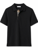 Polo piqué à détail check noir