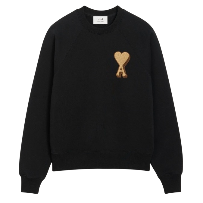 Sweatshirt Noir Ami de Coeur 3D en Coton — Ami Paris