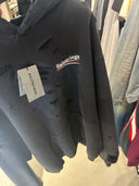 Balenciaga Political Campaign Layered Destroyed Hoodie Black