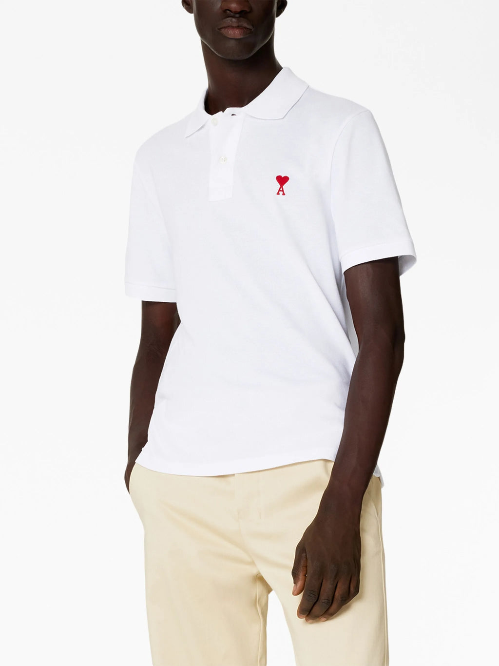 Polo Blanc Ami de Coeur Rouge en Coton — Ami Paris — vue 3