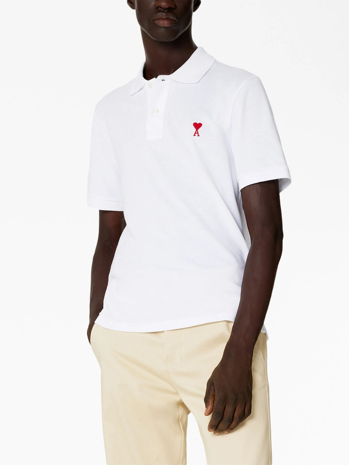 Polo Blanc Ami de Coeur Rouge en Coton — Ami Paris — vue 3
