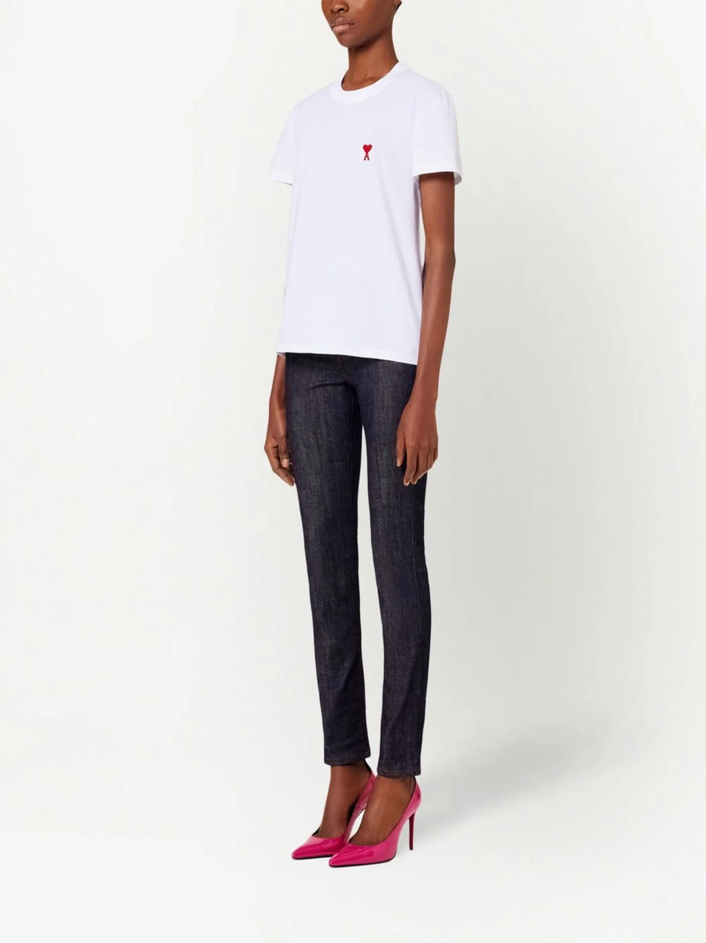 T-shirt Blanc Ami de Coeur Rouge en Coton — Ami Paris — vue 2