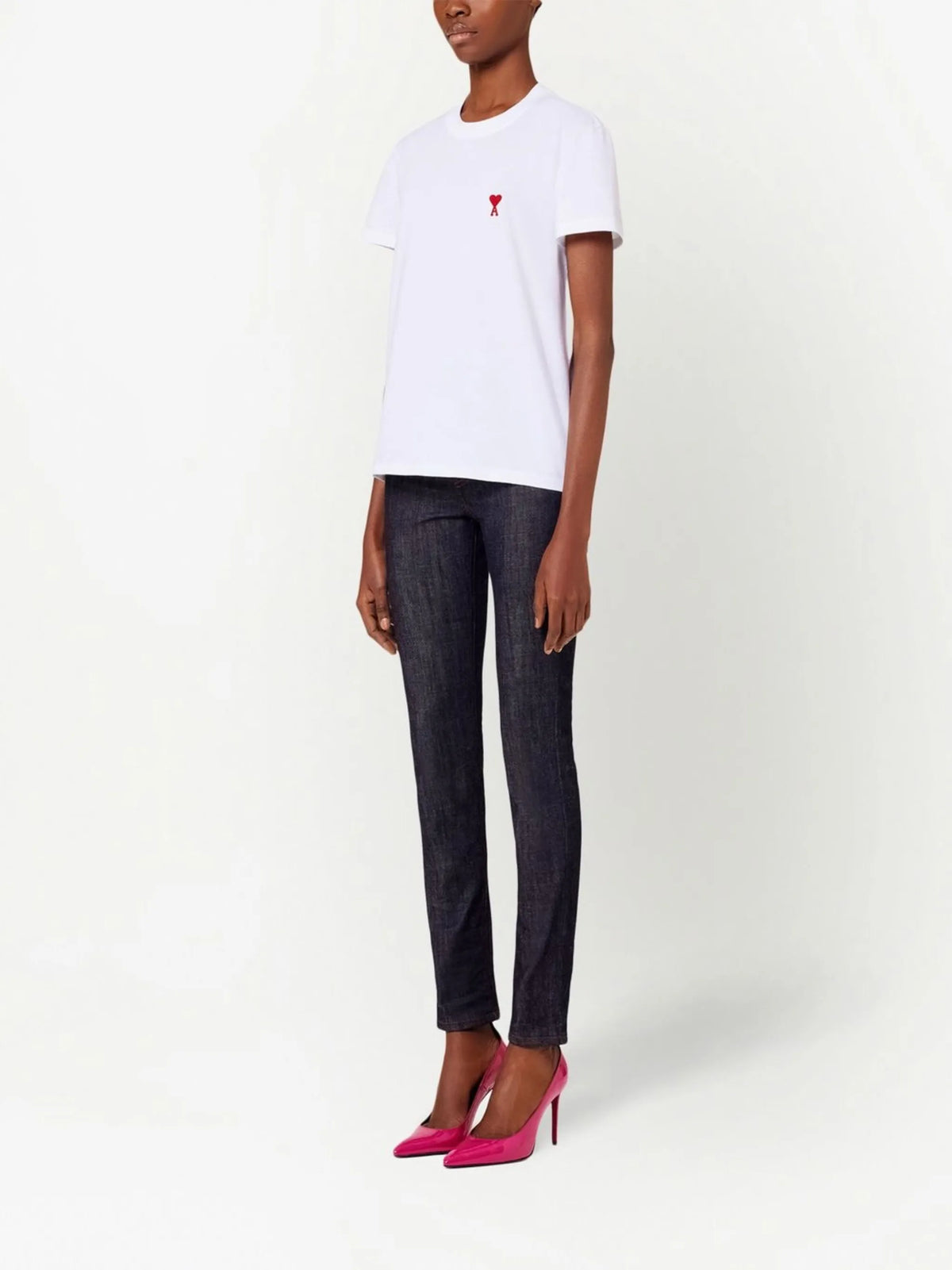 T-shirt Blanc Ami de Coeur Rouge en Coton — Ami Paris — vue 2