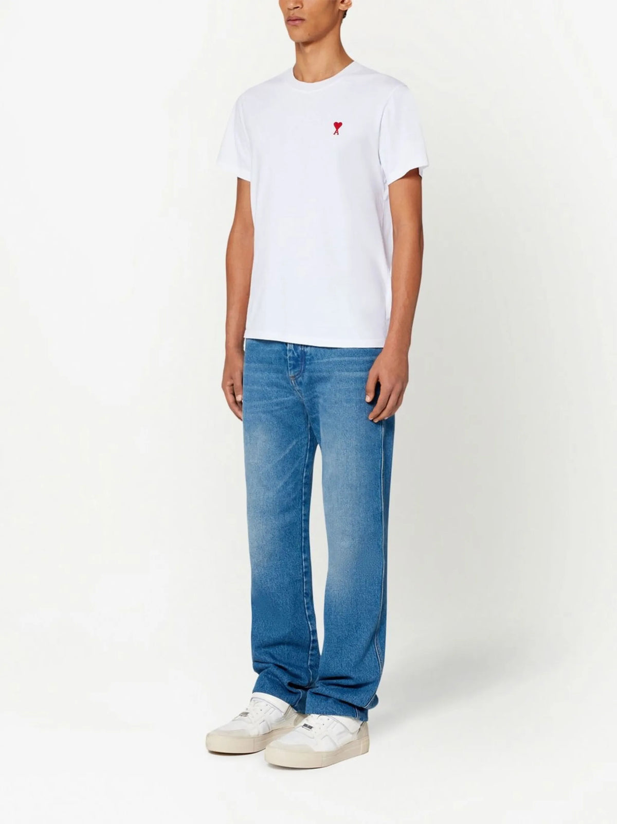 T-shirt Blanc Ami de Coeur Rouge en Coton — Ami Paris — vue 3