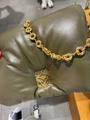 Sac porté épaule matelassé en cuir souple kaki