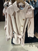Trench court ceinturé en coton technique rose poudré
