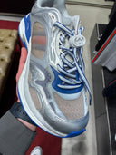 Sneakers runner oversize en mesh et cuir argenté bleu