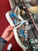 Sneakers Ace toile GG camouflage bleu et marron