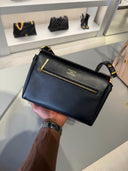 Sac en cuir lisse noir avec fermoir tournant - Bel Air Flap Bag Xs