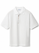 Polo piqué zippé en coton avec détail Check signature