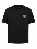 T-shirt en interlock avec logo triangulaire blanc noir