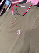 Moncler Polo en coton piqué kaki à liserés tricolores