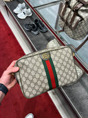 Sac bandoulière toile GG Supreme bande Web vert et rouge