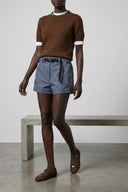 Short Cuir Bleu Clair