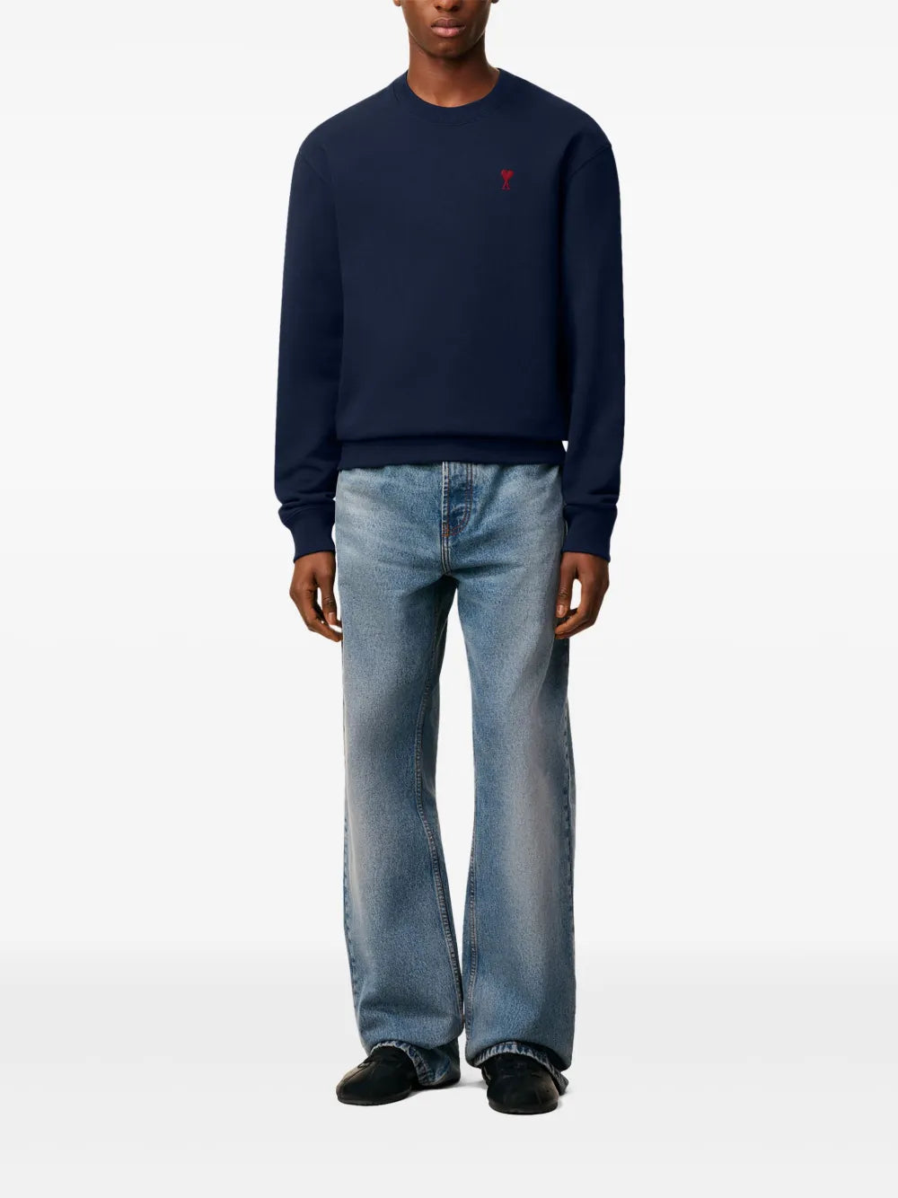 Sweatshirt Bleu Marine Ami de Coeur Rouge en Coton — Ami Paris — vue 2