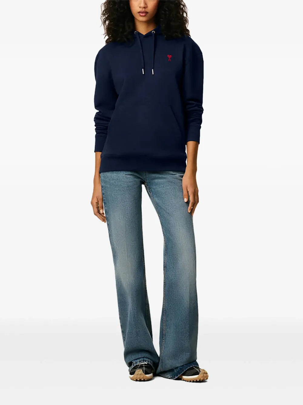 Hoodie Bleu Marine Ami de Coeur Rouge En Coton — Ami Paris — vue 3