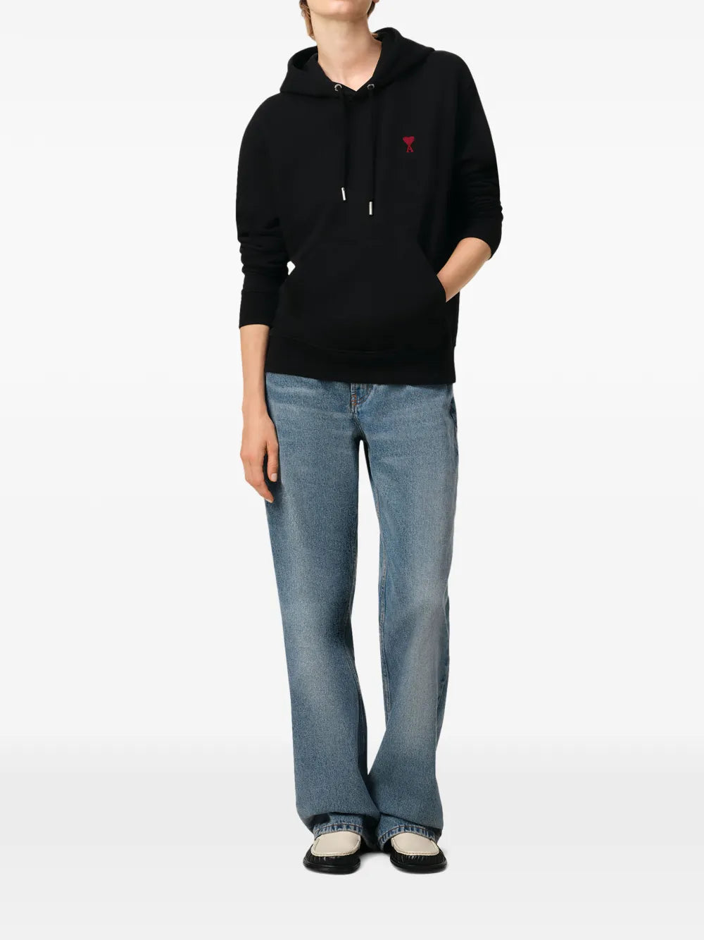 Hoodie Noir Ami de Coeur en Coton — Ami Paris — vue 3
