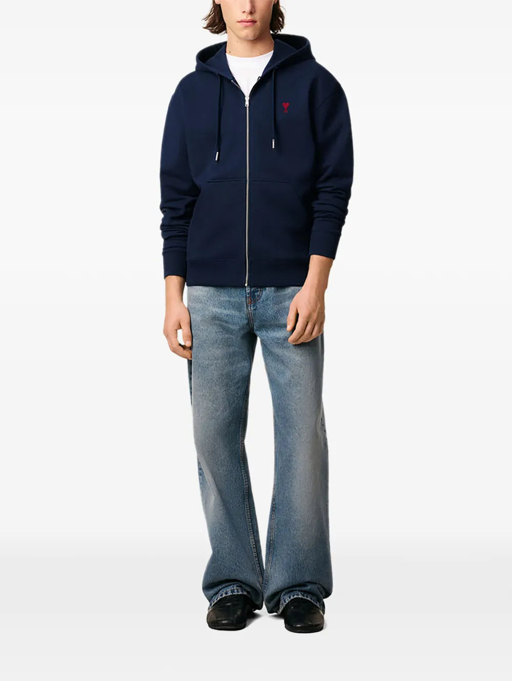 Hoodie Zippe Ami De Coeur Rouge Bleu en Coton — Ami Paris — vue 2