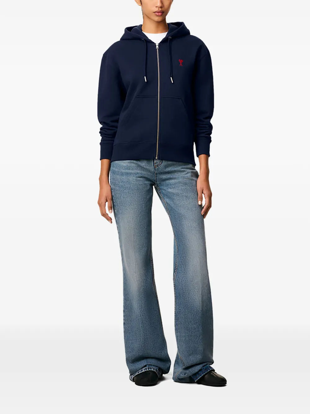 Hoodie Zippe Ami De Coeur Rouge Bleu en Coton — Ami Paris — vue 3