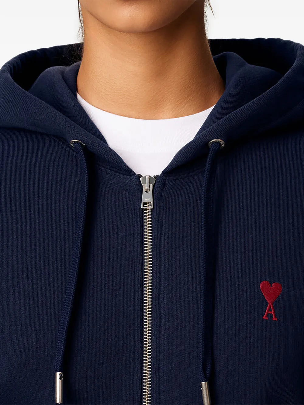 Hoodie Zippe Ami De Coeur Rouge Bleu en Coton — Ami Paris — vue 7
