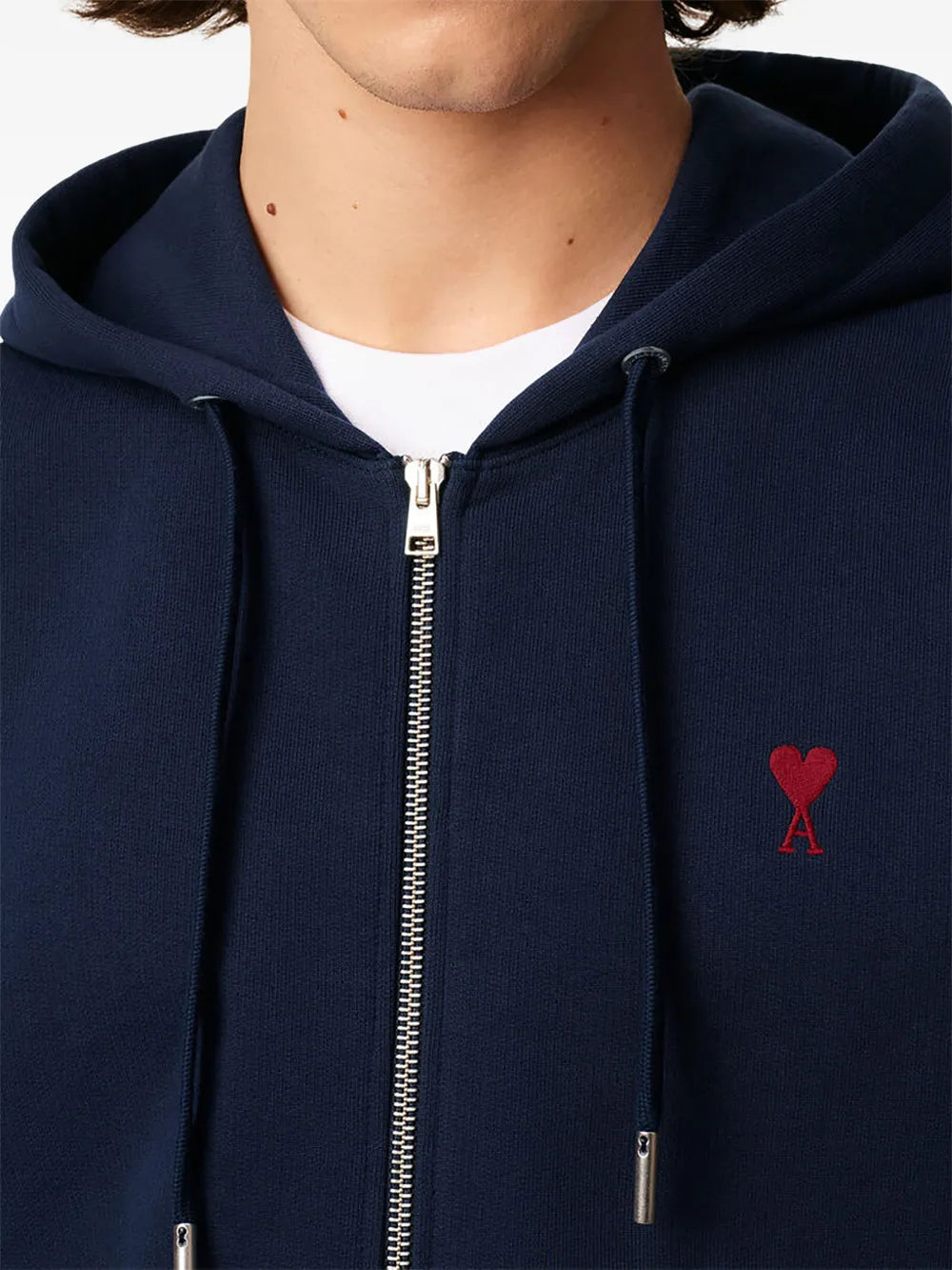 Hoodie Zippe Ami De Coeur Rouge Bleu en Coton — Ami Paris — vue 6