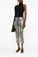 Pantalon Cuir Argenté