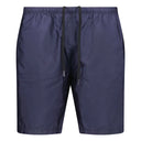 Short de bain bleu marine avec logo en caoutchouc noir