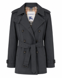 Trench long ceinturé en coton technique noir