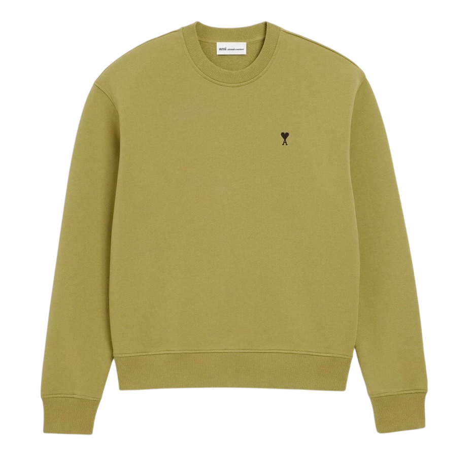 Sweatshirt Vert Ami De Coeur Noir en Coton — Ami Paris