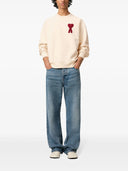 Sweatshirt Beige Patch Rouge Ami de Coeur En Coton