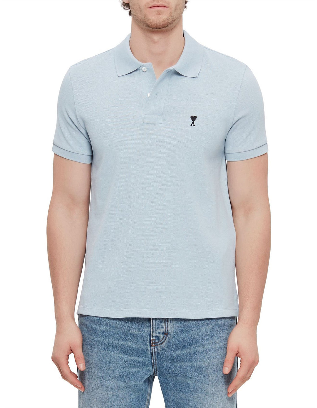 Polo Bleu Ciel Ami de Coeur Noir en Coton — Ami Paris — vue 2