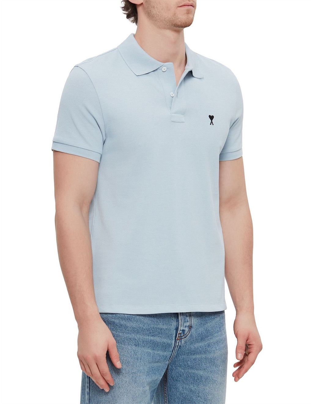 Polo Bleu Ciel Ami de Coeur Noir en Coton — Ami Paris — vue 4