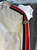 Veste de survêtement écrue à bandes tricolores rouge et bleu marine