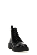 Bottines en cuir brossé à logo